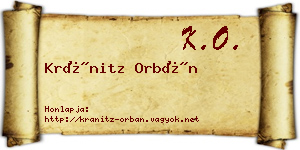 Kránitz Orbán névjegykártya